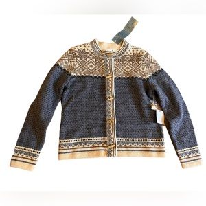 Early 2000s Womens Snowflake Knit Cardigan Toggle Button Up Crewneck Sweater